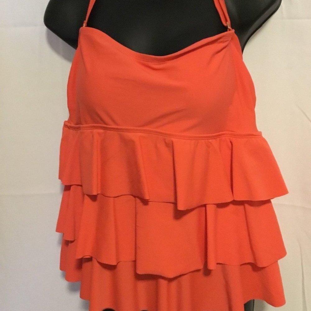 Island Escape Tiered Halter Swimsuit Tankini Top Coral Separates NWT Various